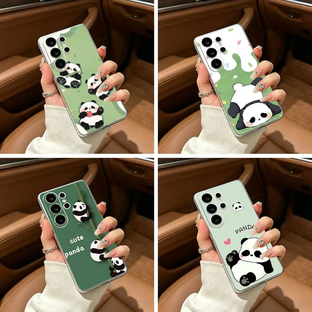 Chubby  Cute  Panda Clear Phone Case for Samsung S25, S24, S21, S22, S23, S30, Ultra, S20, Plus, FE, Lite