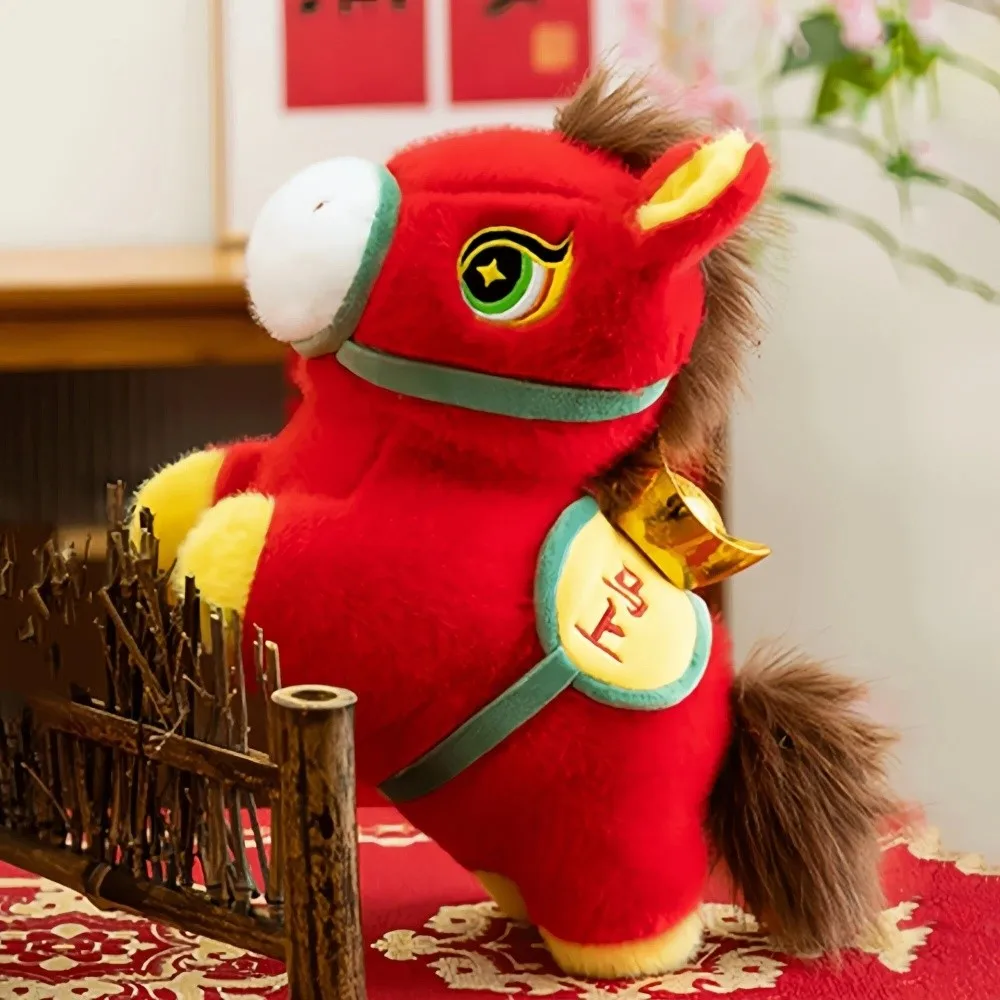 Adorable Mascot Horse Cute Good Luck Stuffed Horse Creative Fluffy Zodiac Pony Figurine Chinese New Year