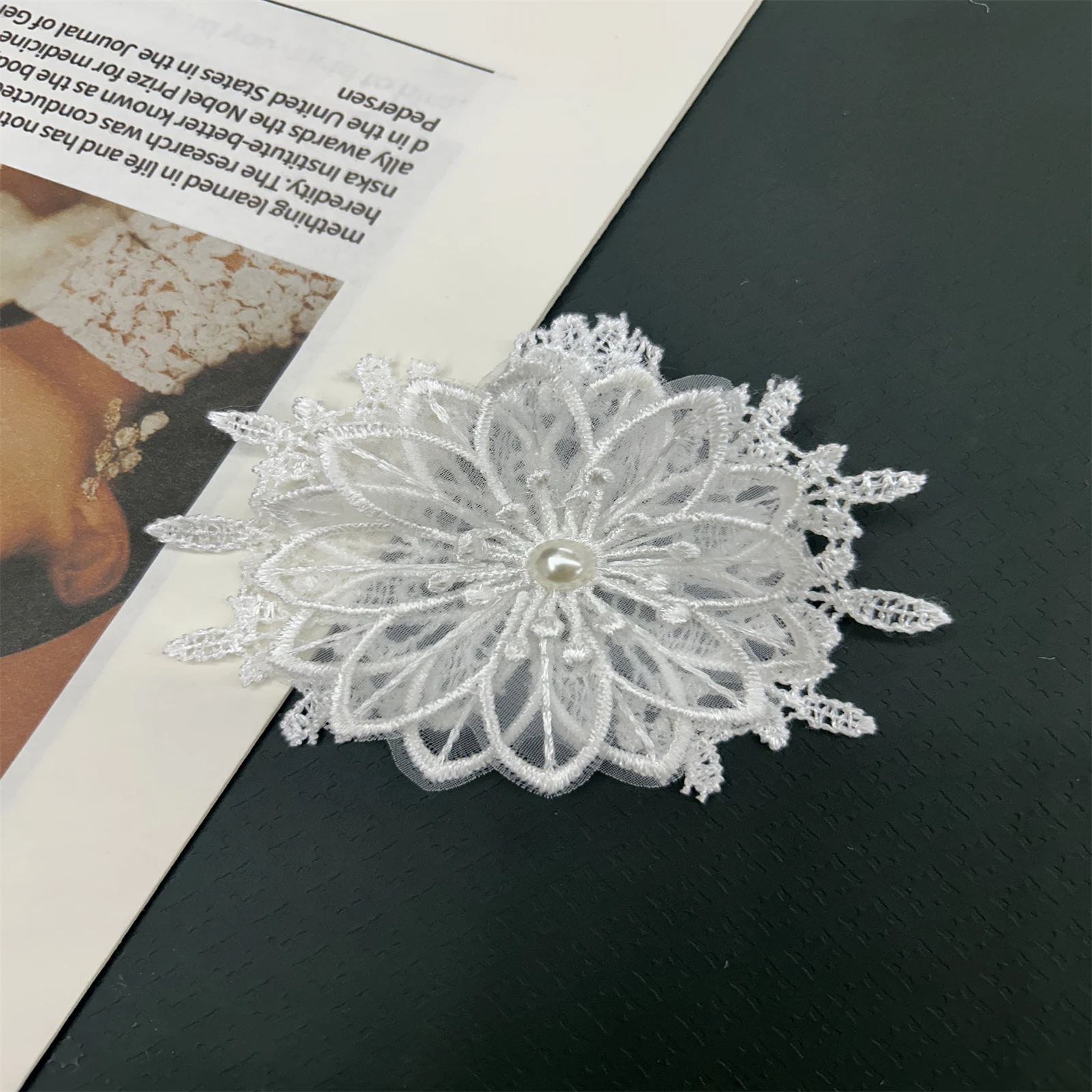 

5pcs Flower Embroidery Ornament Patch 3D Lace Fabric Clothing Wedding Dress Fabric Accessories Sewing Crafts