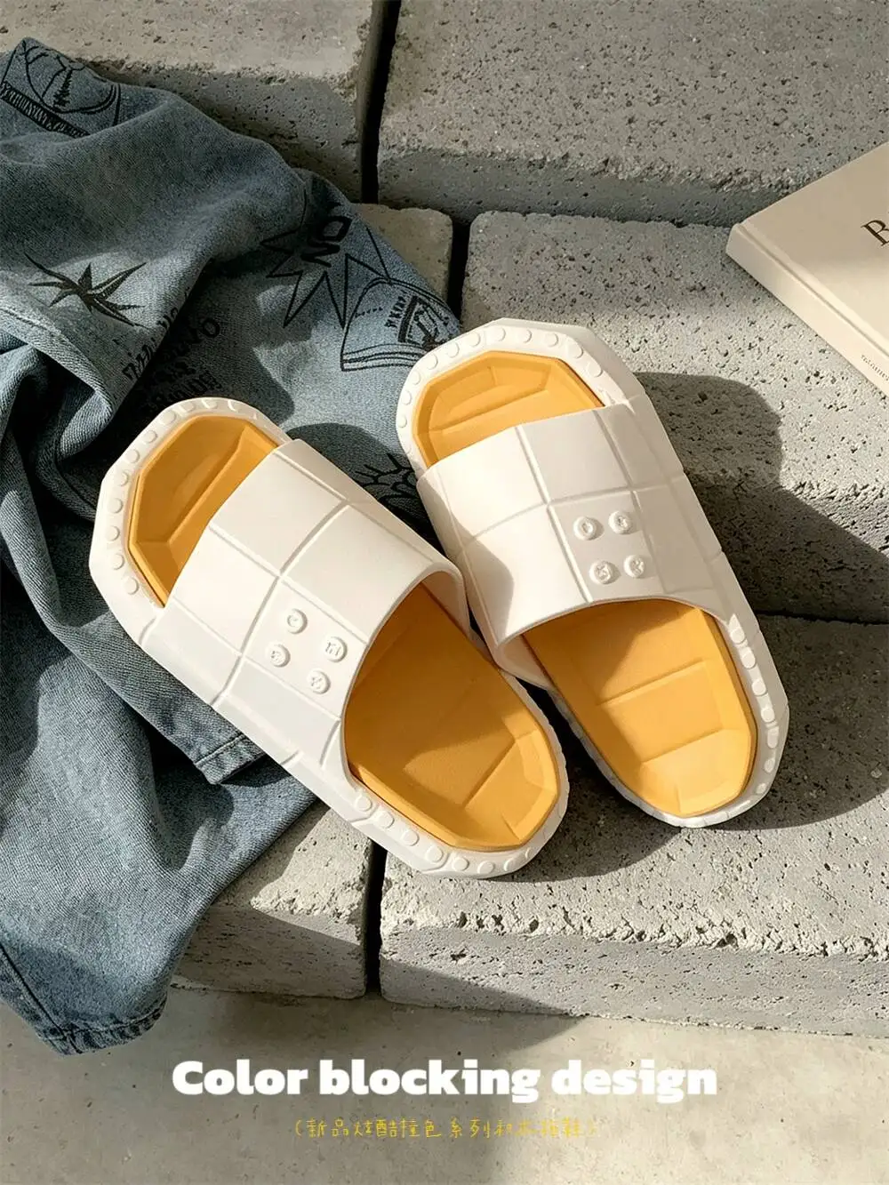 

Unsiex Building Blocks Slippers 2026 New Summer Color Block Thick Sole Slippers Men Women Anti-Slip Outdoor Wear Couple Sandals