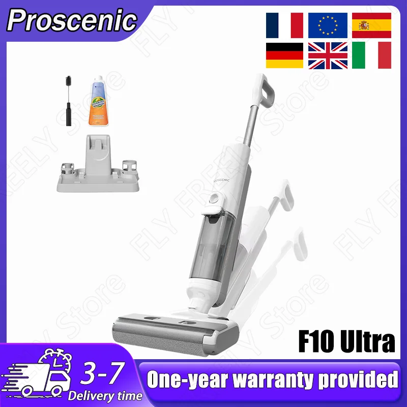 Aspiradora Inalámbrica 3 en 1 Proscenic F10 Ultra, Húmeda y Seca, 60 Minutos de Autonomía, Tanque de Agua Doble de 1.3L, Pantalla LED, Asistente de Limpieza