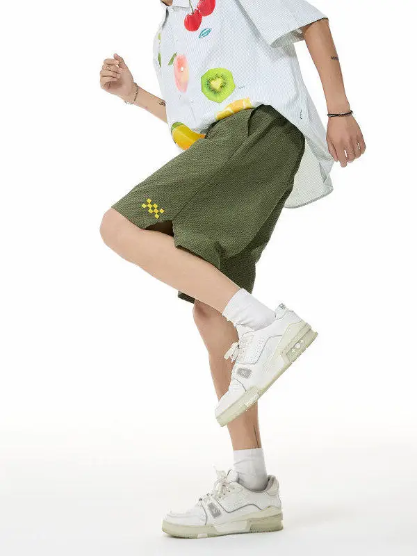 

Quick Dry Bubble Cloth Shorts Men's Summer Thin Five-Point Casual Sporty Loose Fit Breathable Polyester Youth Active Wear