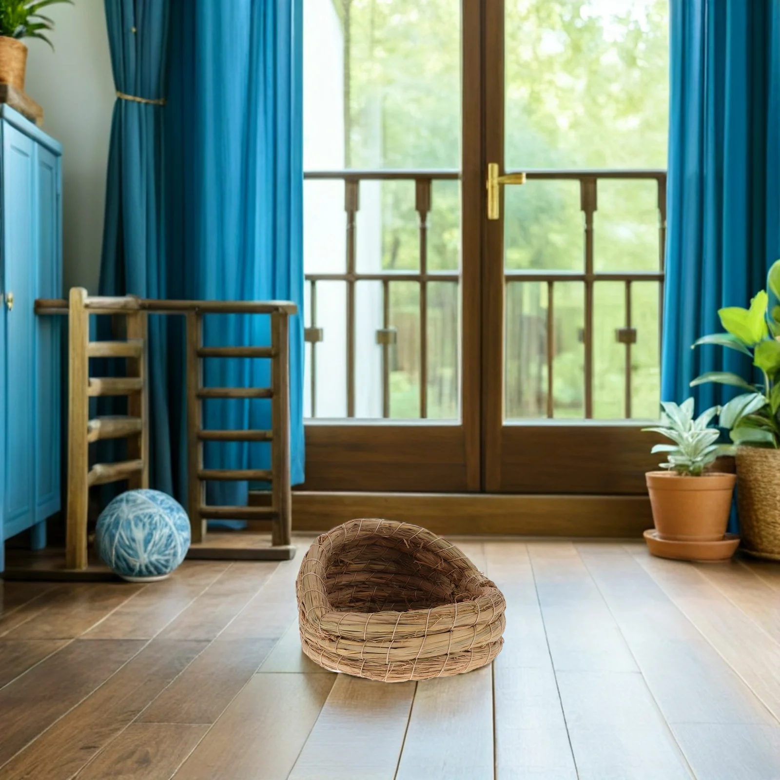 

2pcs Straw Woven Chicken Nest 7.86 Inch Coop For Laying Hens Chickens Small Animals Breeding Nest Box Handmade Rattan