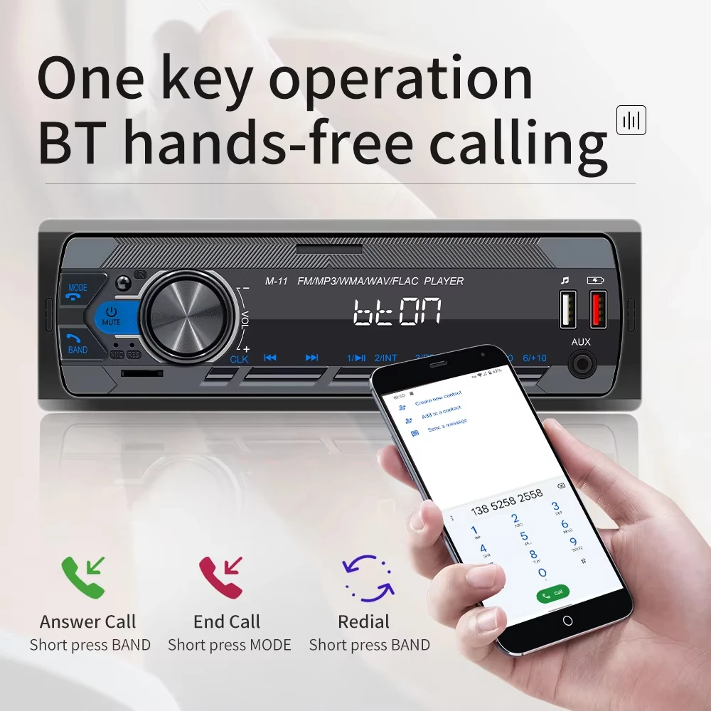 Podofo راديو صوت السيارة 1 Din MP3 ستيريو السيارة بلوتوث FM AUX في USB أزرار ملونة APP التحكم عن بعد سيارة مشغل وسائط متعددة