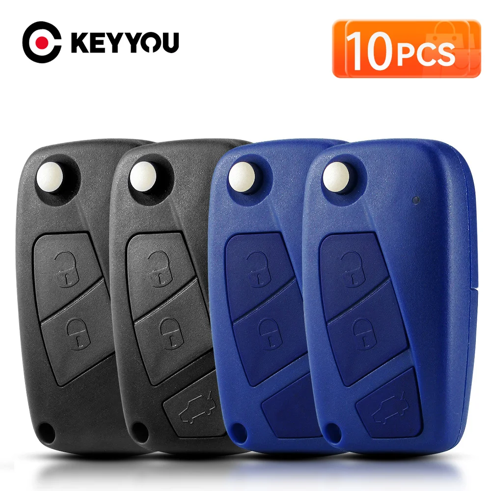 

KEYYOU 10Pcs For FIAT Punto Ducato Stilo Panda Flip Folding Remote Car Key Shell Case Uncut SIP22 Blade