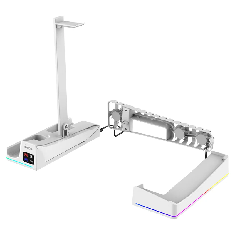 

PG-P5S039 for PS5 Pro/ slim host horizontal stand with cooling fan P5 handle dual seat charging headphone bracket with RGB light