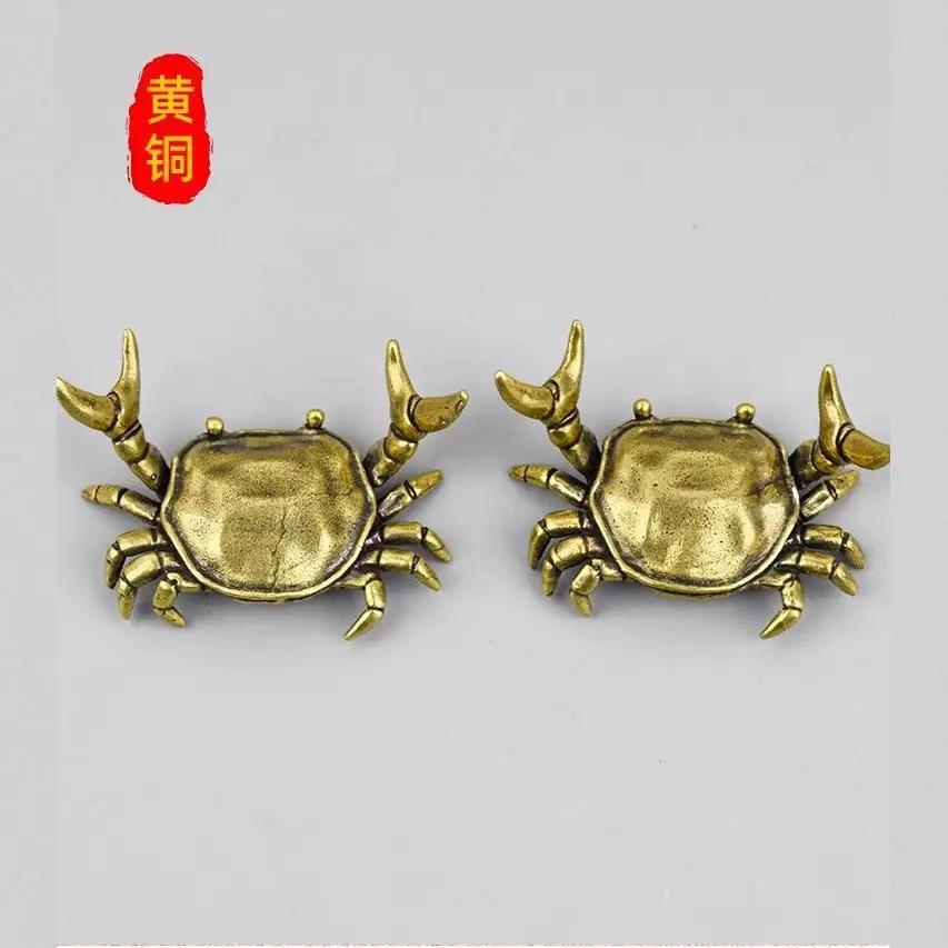 1/2Pcs Brass Weightlifting Crab Ornament Office Pen Holder Crafts Creative Jewelry