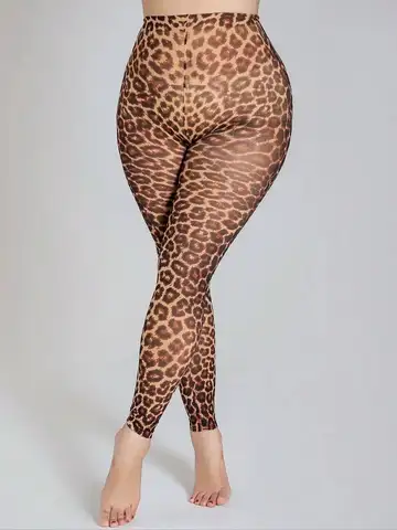 1 Piece Women's Oversized Leopard Print 9-Point Pantyhose High Stretch Fashion Sexy Daily/Party Tights