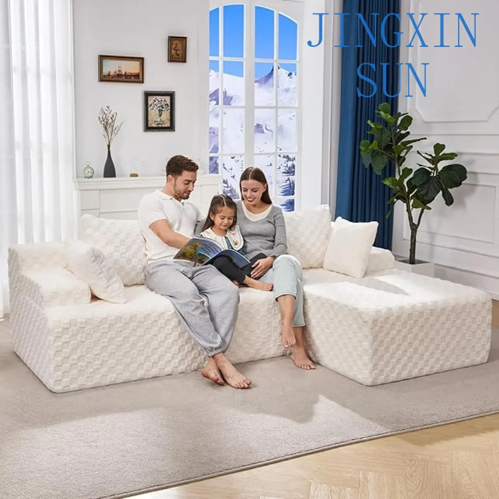 Luxury-Style 96” Modular Sectional Sofa – L-Shape 3-Seat Couch with Memory Foam, Comfortable Living Room Furniture