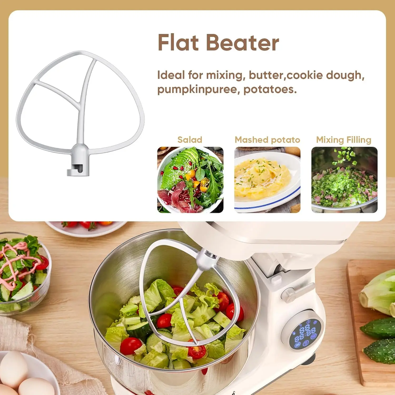 خلاط طعام كهربائي بقدرة 1200 وات، خلاط مطبخ من الفولاذ المقاوم للصدأ 11 سرعة مع شاشة OLED للخبز والطبخ الأجهزة المنزلية