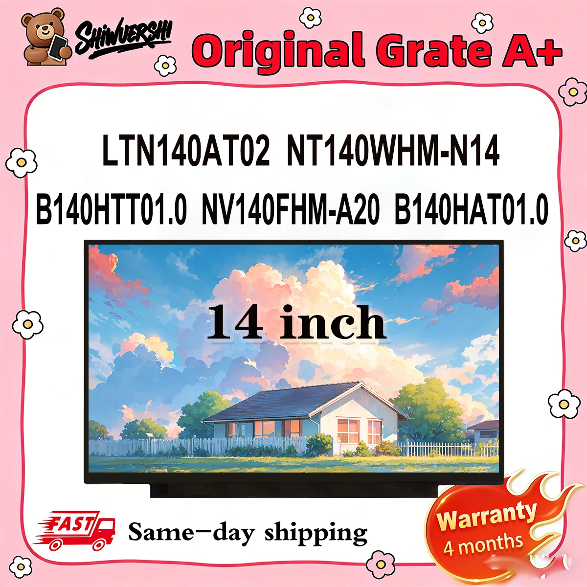 

Original New A+ 14 inch thick Laptop Lcd Screen Panel NT140WHM N14 LTN140AT02 B140HTT01.0 NV140FHM A20 B140HAT01.0