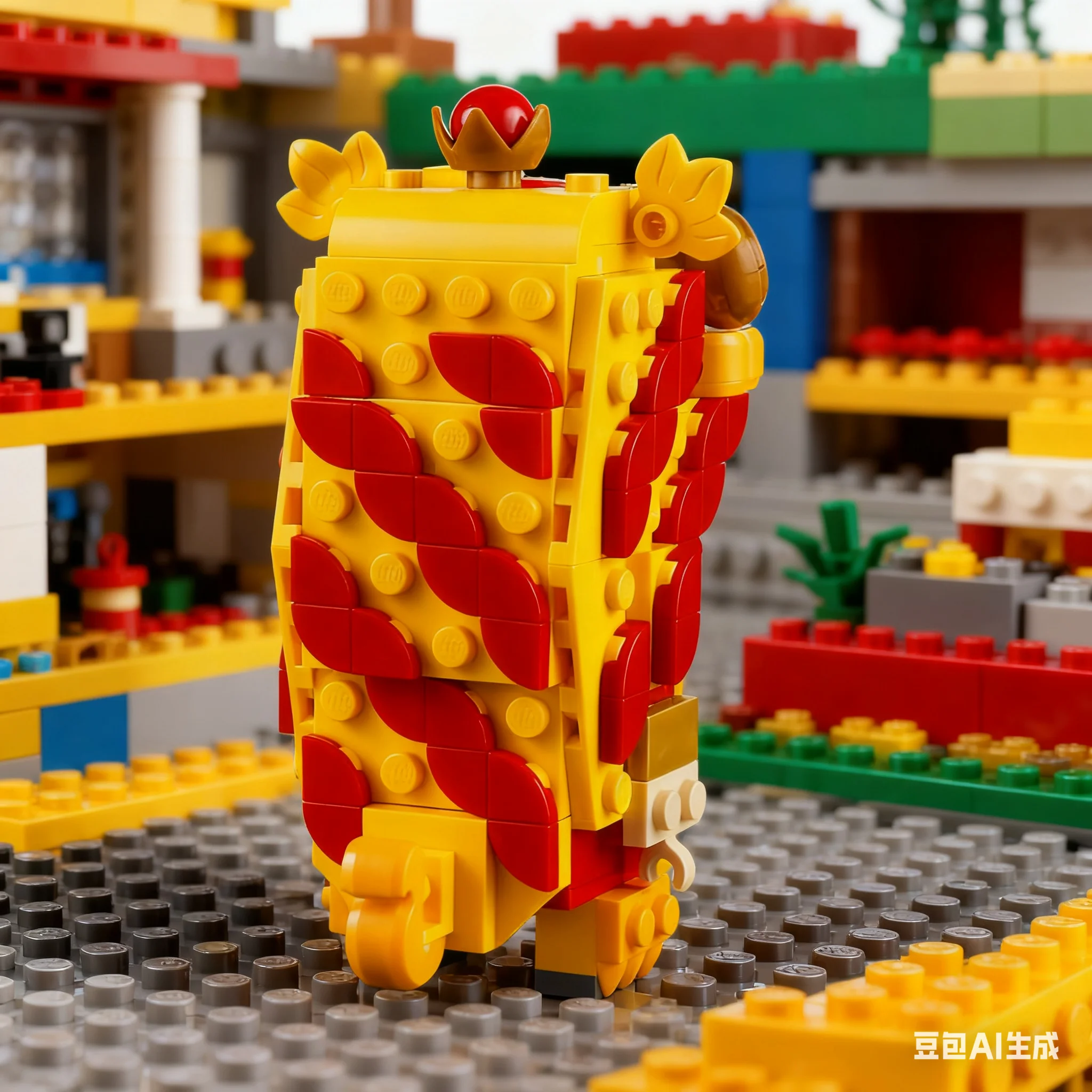 لعبة مكعبات بناء ليغو LG-40540 زخرفة تزيين تمثال رقص الأسد، هدية مكعبات البناء للأولاد والبنات