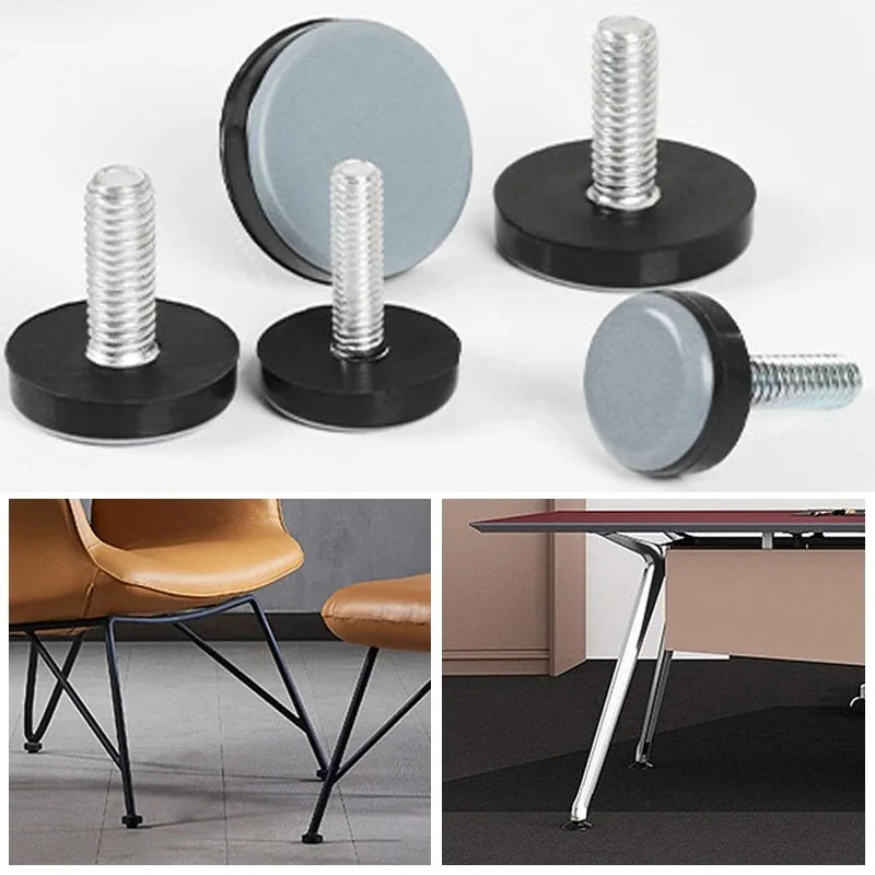 10Pcs Round Thread Levelers M6/M8 Adjustable Screws Leveler  Furniture Glide Feet Pads Table Cabinet Sofa Foot Protective Mat
