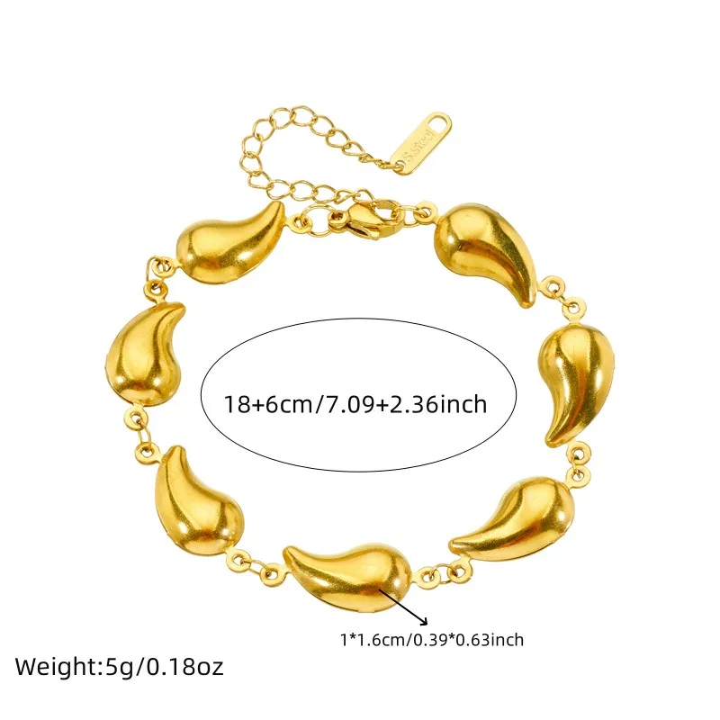 LAMENGLY 316L Stainless Steel Water Drop Oval Shell Shaped  Bracelet Women European And American Style Hand Chain Jewelry Gifts