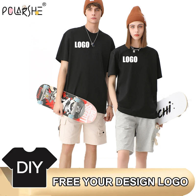 Polarshe Custom T-Shirt Men Women Cotton Personalized Leisure Short Sleeve T-Shirt Solid Color Fashion Design Men's Tops Tshirt