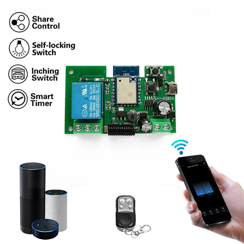 【Superdeals】2X Tuya WIFI controlador de interruptor inteligente puerta abridor de puerta de garaje 1CH 7-32V módulo de relé de bloqueo automático temporizado