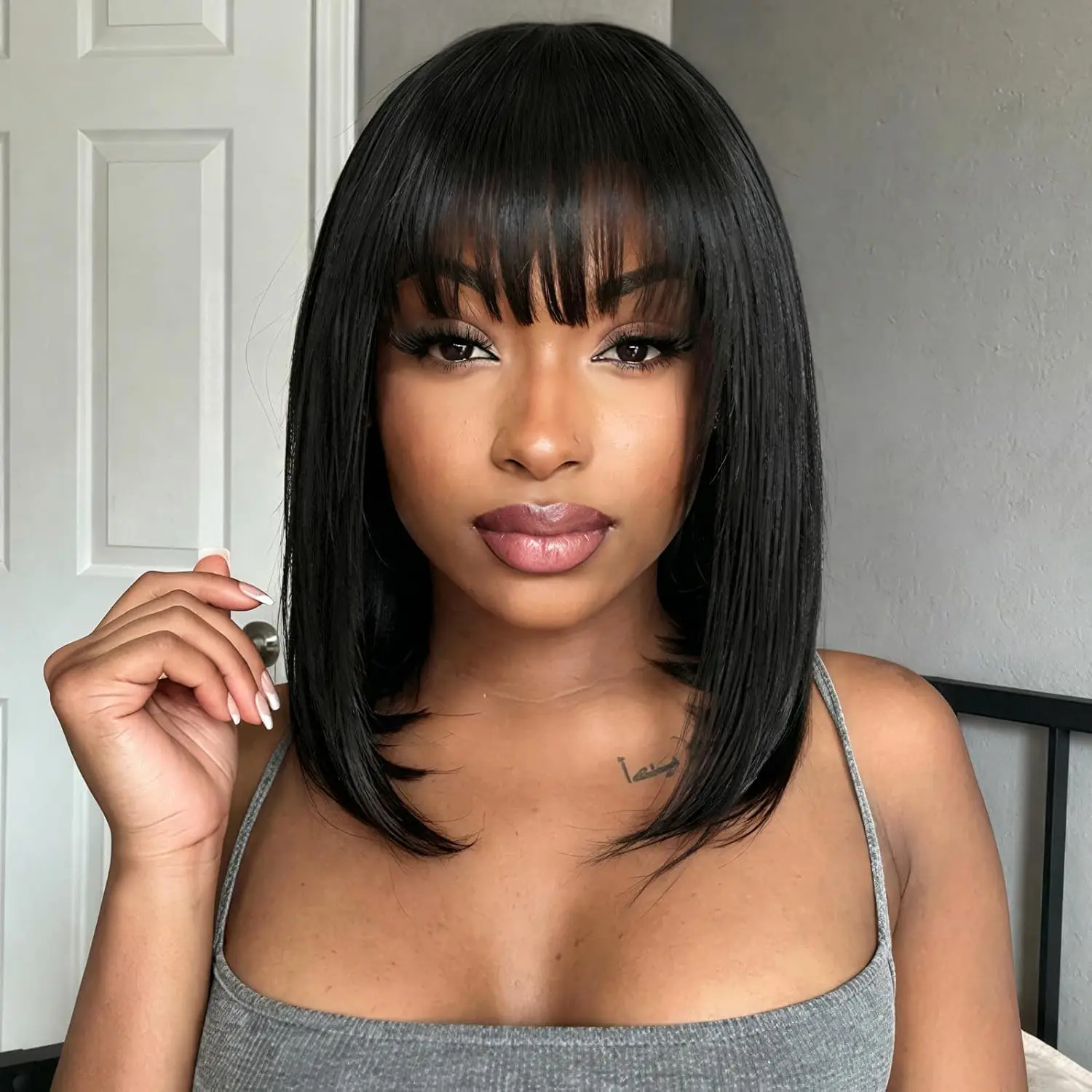 BoB Wig Human Hair Pixie Cut Brazilian Remy Human Hair Wig Pixie Cut Wigs Human Hair 180% Density Full Machine Made(8-12inch)