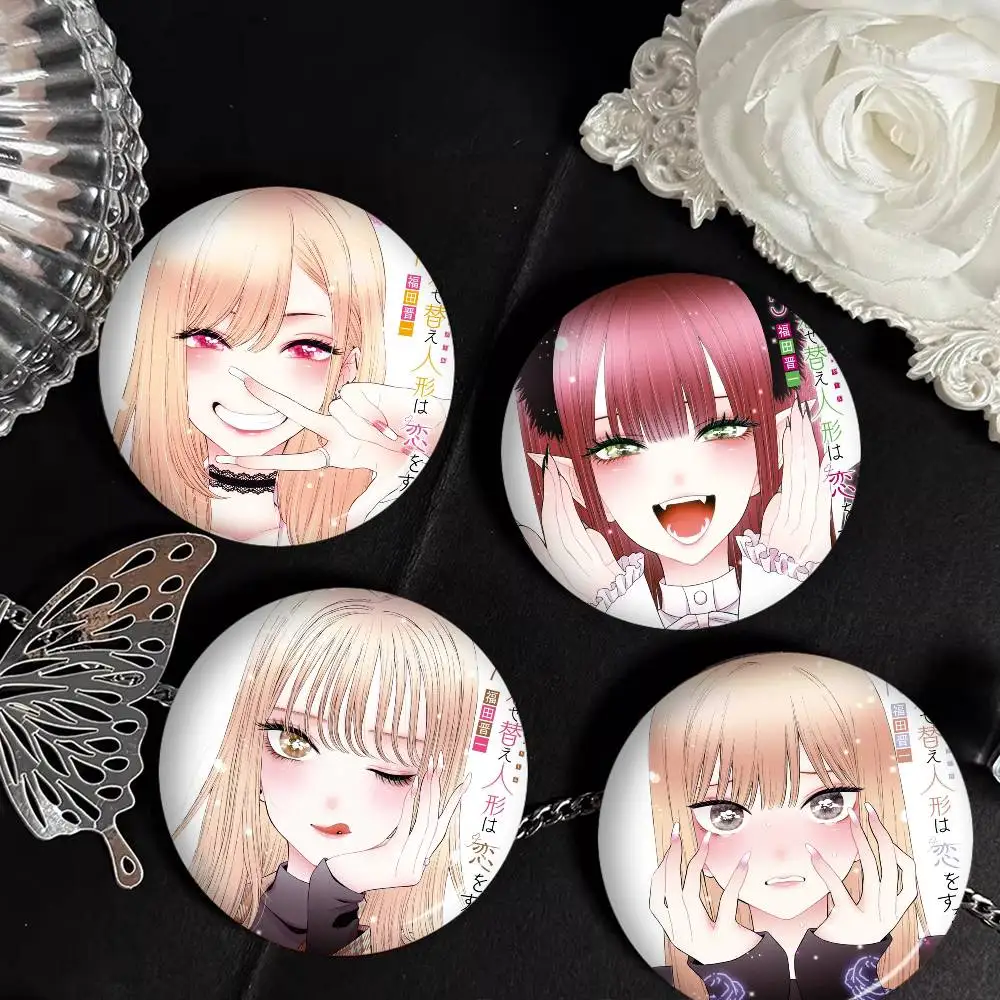 M-My Dress-Up Darling Marin Kitagawa Tinplate Soft Button Pin Brooch Metal Badge Custom Jewelry Accessories Hat Bag Lapel