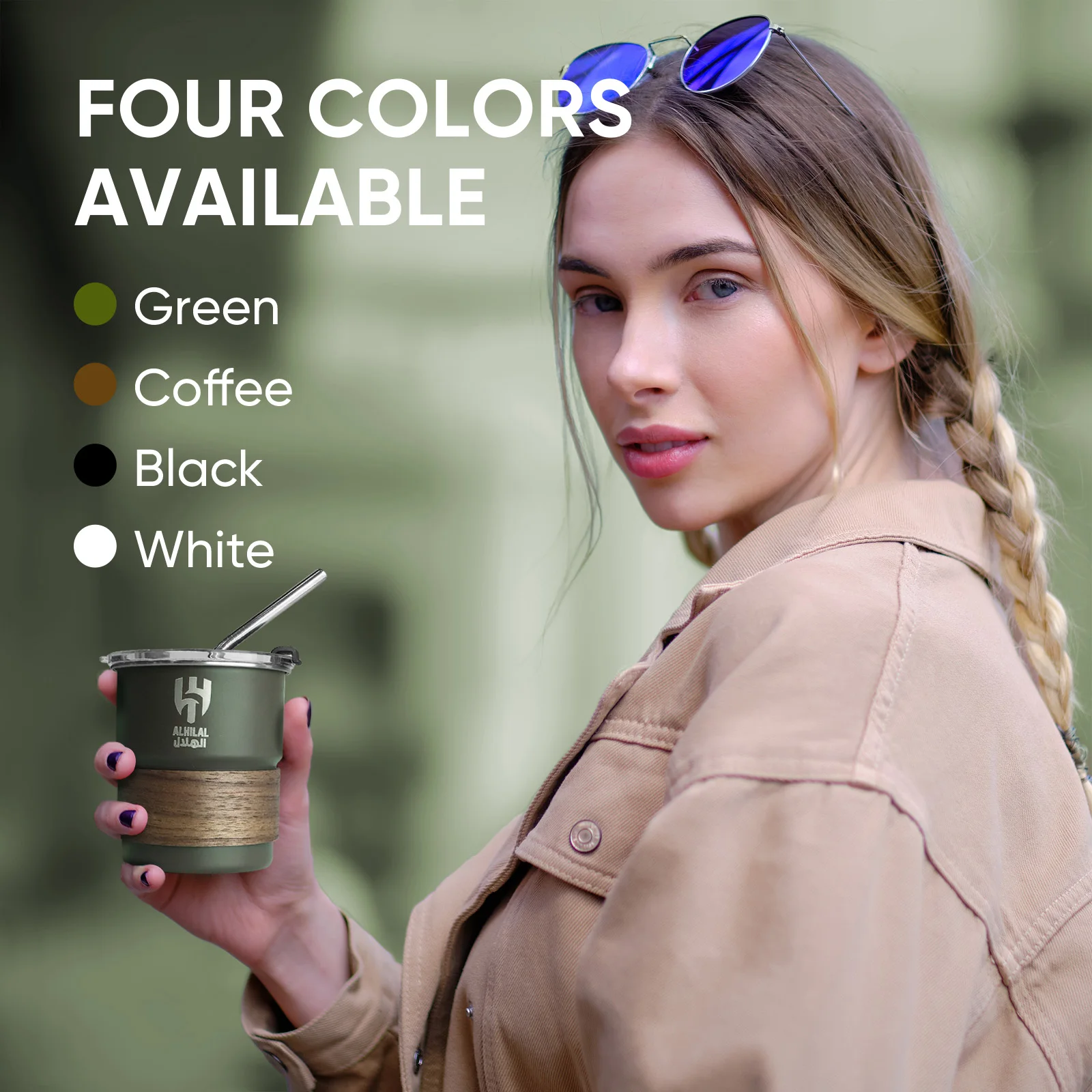 300ML Coffee Mug National Emblem of Saudi Arabia Logo Stainless Steel Water Cup Outdoor Camping Beer Straw Mug with Lid for Gift