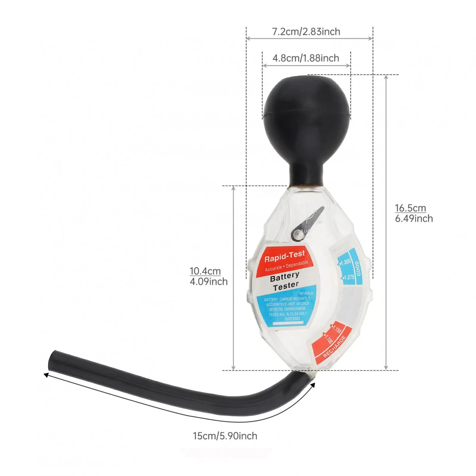 6V 12V 24V Deep Cycle Fast Detection Battery Hydrometer Tester for Car,  Plastic Economical Battery Hydrometer
