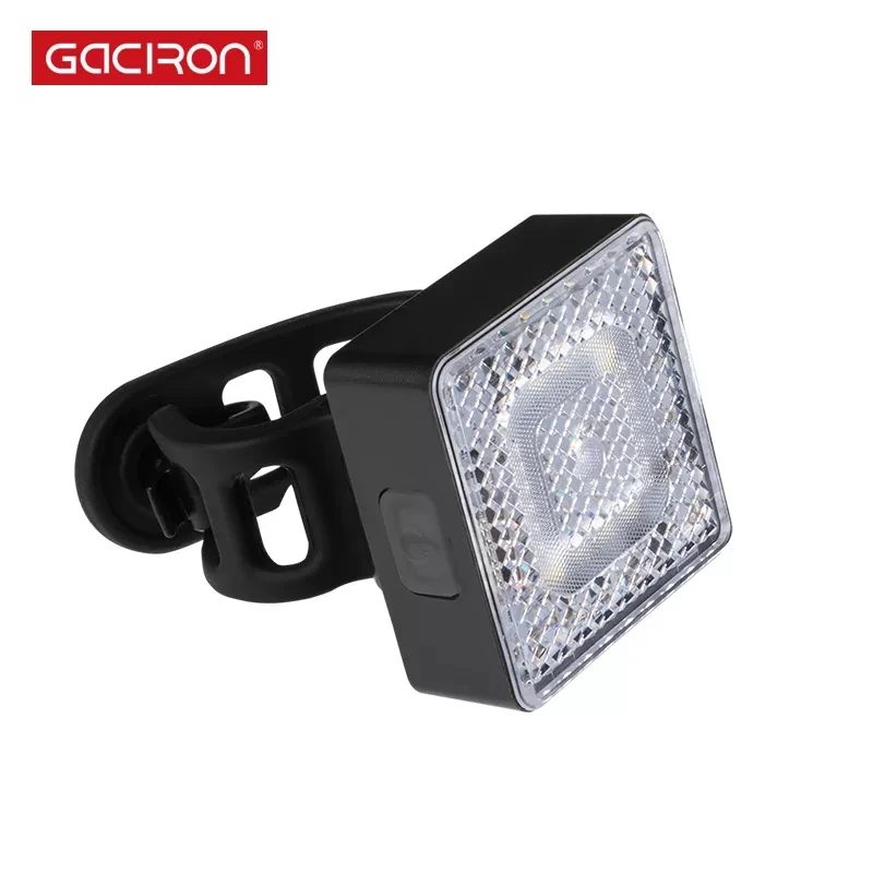 GACIRON Smart Warning Light Bike Front Light Rear Safety Bicycle Lamp USB Rechargeable LED Cycling Light 80Lum Spot/Floodlight