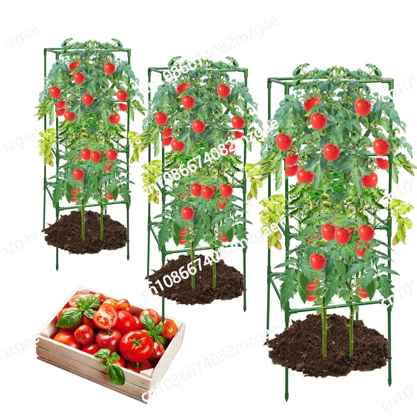 New Square Tomato Cage with Planting Bag, Support Frame for Tomato Plants Vegetable Garden Growing Support