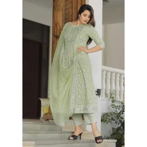 완전 스티치 인도 여성 디자이너 자수 작업, Salwar 세트 Kurta 원피스 세트