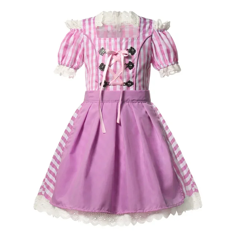 Baby Girl Wolf Grandmother Cosplay Dress Dorothy Alice Maidservant Dress Farm Costume with Hat