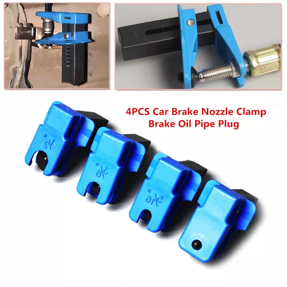 

4pcs Car Brake Oil Pipe Plug Automotive Brake Nozzle Clamp Oil Tool Brake Tubing To Prevent Oil Spills 3/8"
