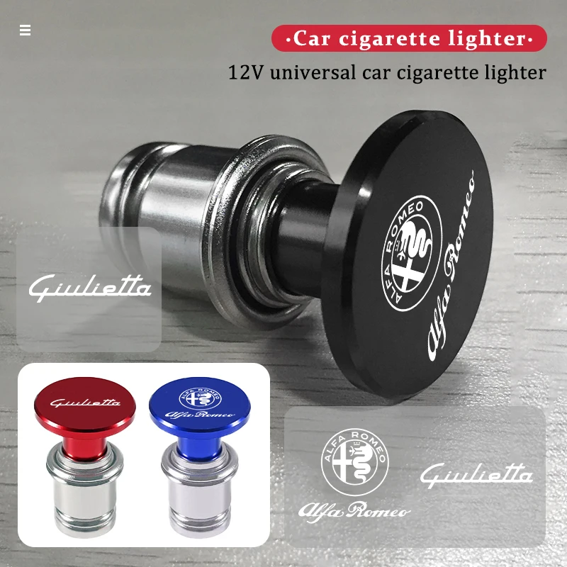 Encendedor de cigarrillos sin llama a prueba de viento de aluminio de 12V para Alfa Romeo GT Stelvio F1 Brera Volante Tonale Gloria Disco