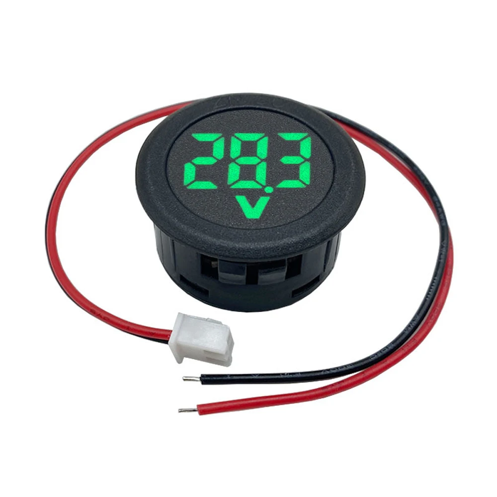 DC 4-100V LED Digital Display Round Two-wire Voltmeter DC Digital Car Voltage Current Meter Volt Detector Tester Monitor Pane