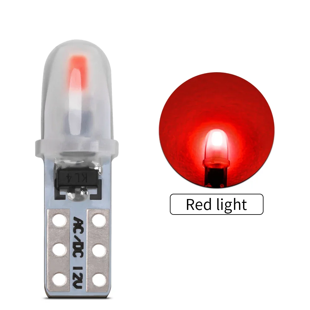 10 Pcs T5 Auto Car Dashboard Lights 2 3014 SMD Reading Instrument Panel Lamp No Polarity Led Bulb White 12V DC Amber Ice Blue