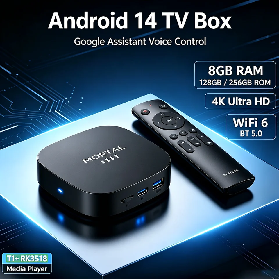 Smart TV T1+ Network Set-top Box 5G Android 14 Player RK3518 8K HD Master TV Box New Original Quality Goods