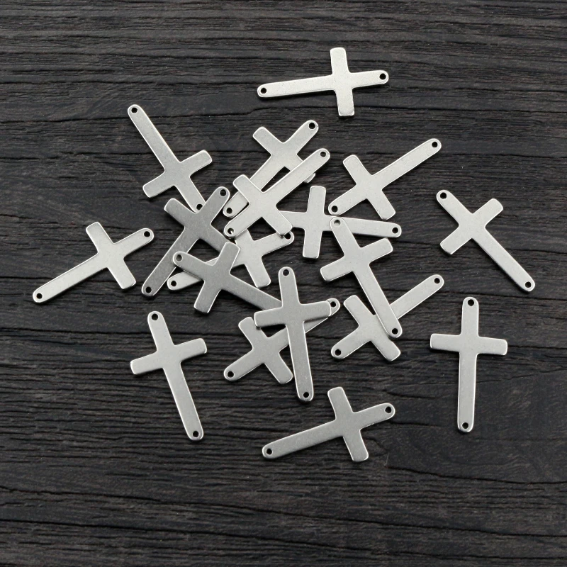 

20pcs 20x12mm No Fade 316 Stainless Steel Double Loops Cross Charms Pendant DIY Jewelry Findings Connector for Necklace Bracelet