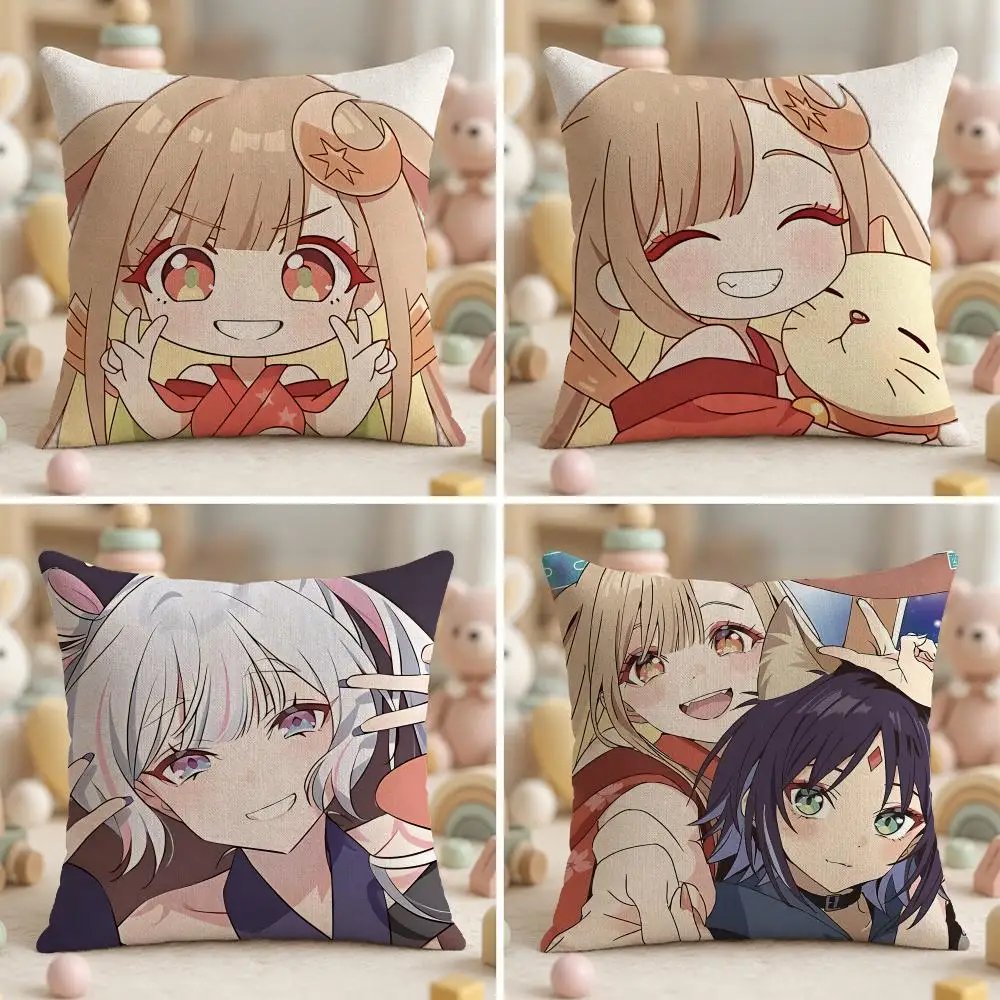 Anime P-Princess Kaguya Dreamy Style Cushion Cover Soft Plush Fabric Double-Sided Printed Pillowcase for All Seasons Home Decor