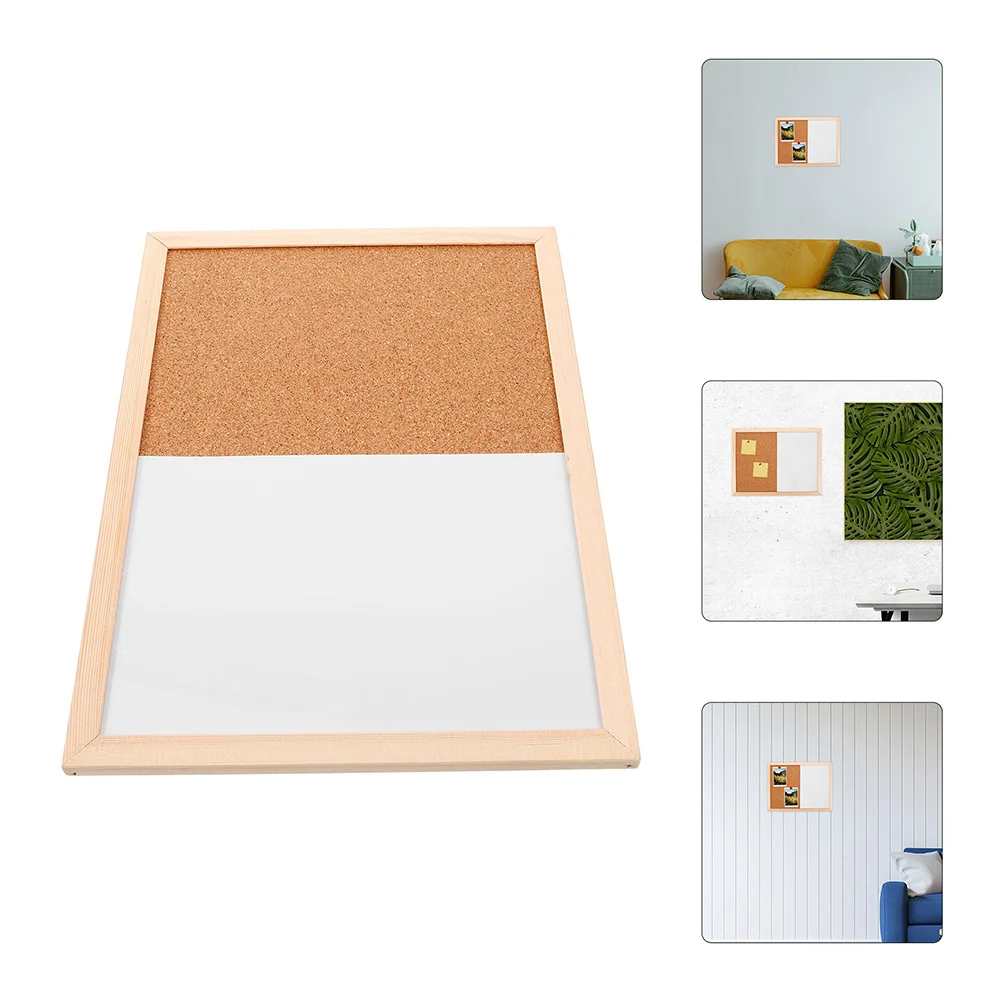 

2Pcs Dual Function Whiteboard and Corkboard Wall Mounted Combination Board for Office Home School Small Bulletin Display Wood