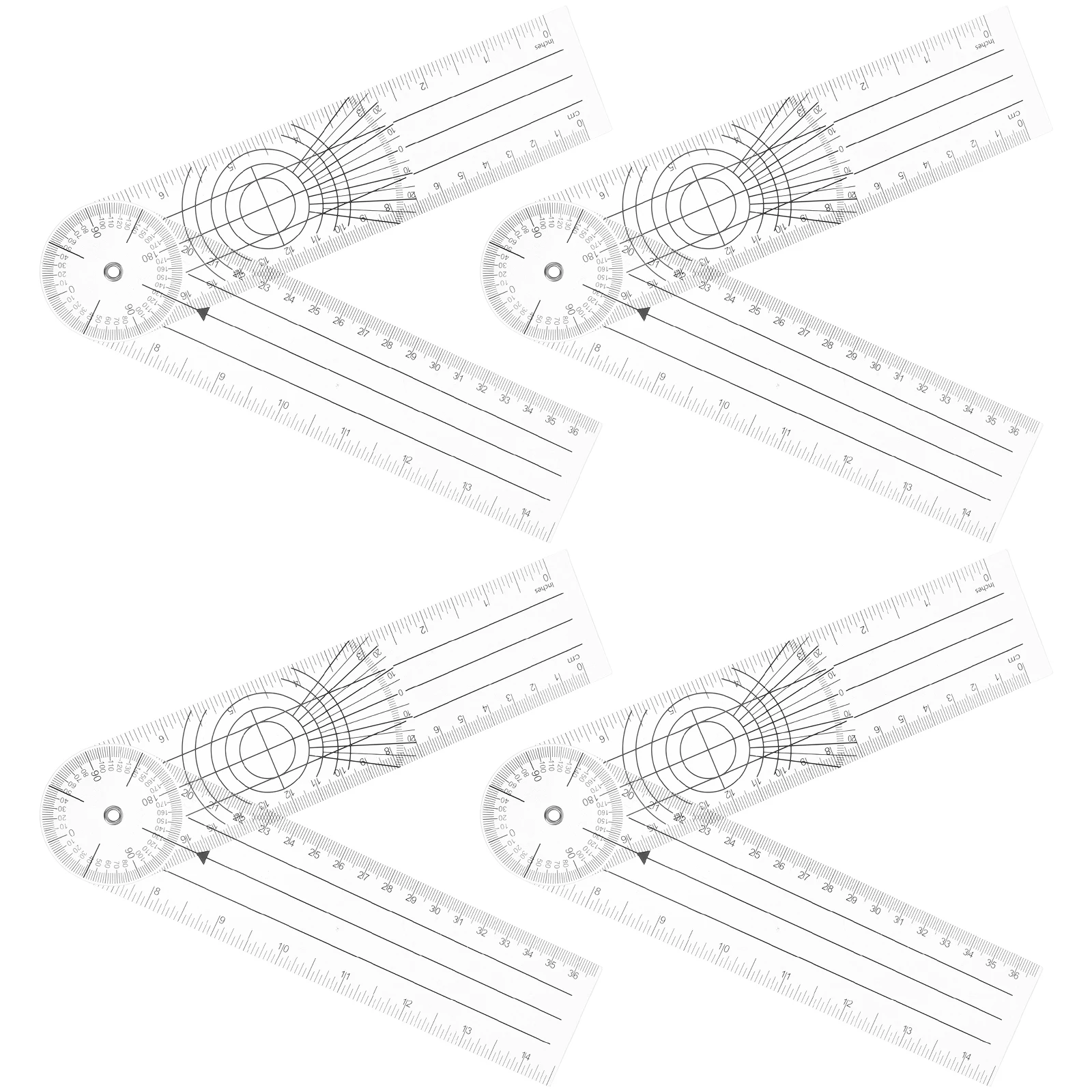 

4 Pcs Angle Ruler Protractor Goniometer Round Head Locator Pvc Measure Tool Gauge