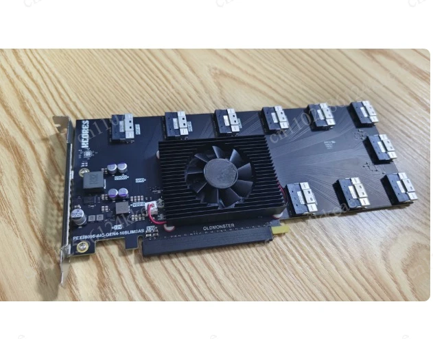 PLX88096 PCIe 4.0 Expansion Card 10-Port SFF-8654 SlimSAS Bifurcation Card No Driver Required