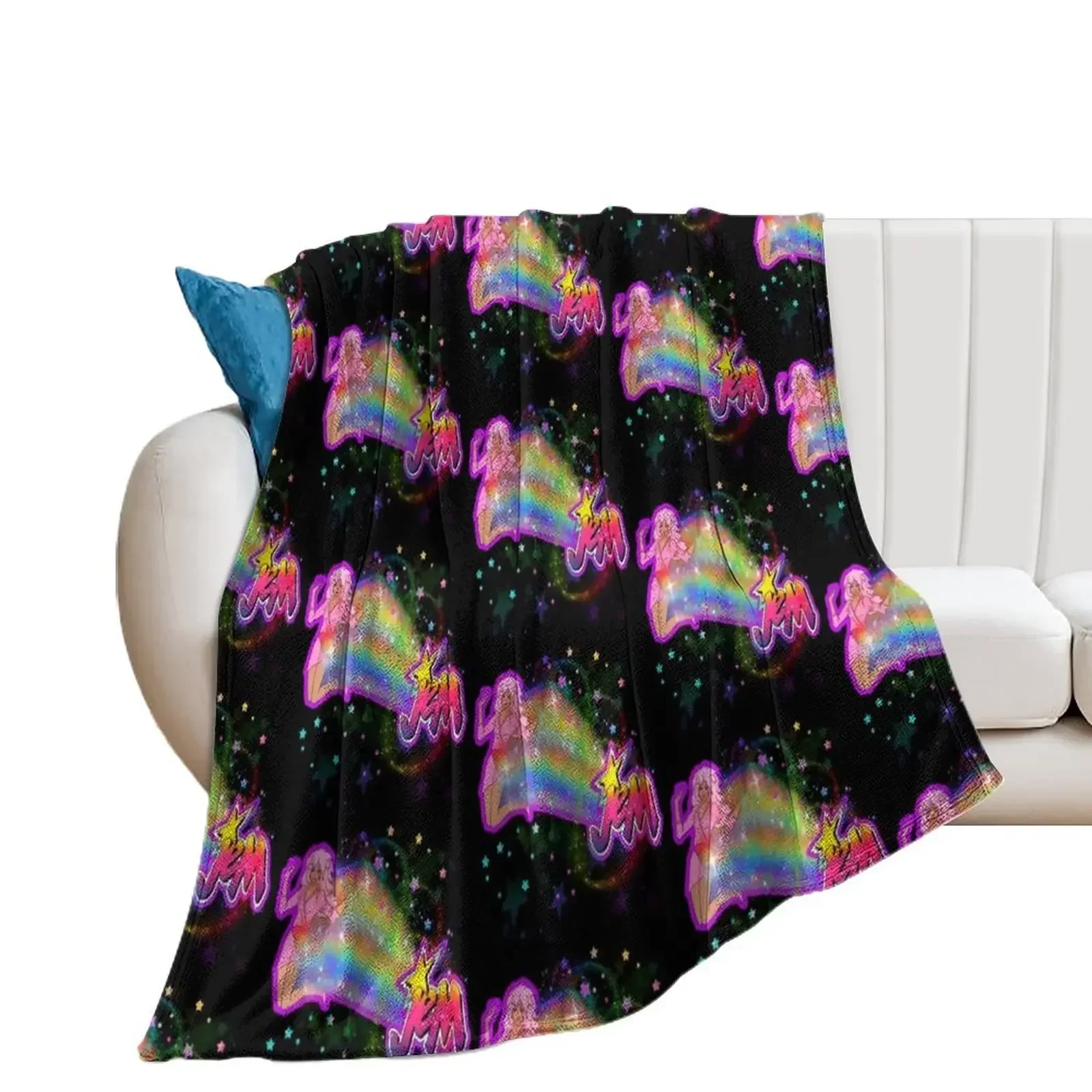 Jem and the holograms rainbow Throw Blanket Furry Soft Beds Custom Blankets