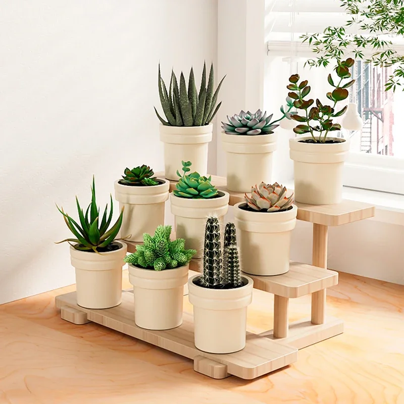 رفوف النباتات الخشبية الحديثة سلم زهرة الجرف شرفة سطح المكتب رفوف النباتات ديكور داخلي الأثاث Supporto Per Piante FYPS