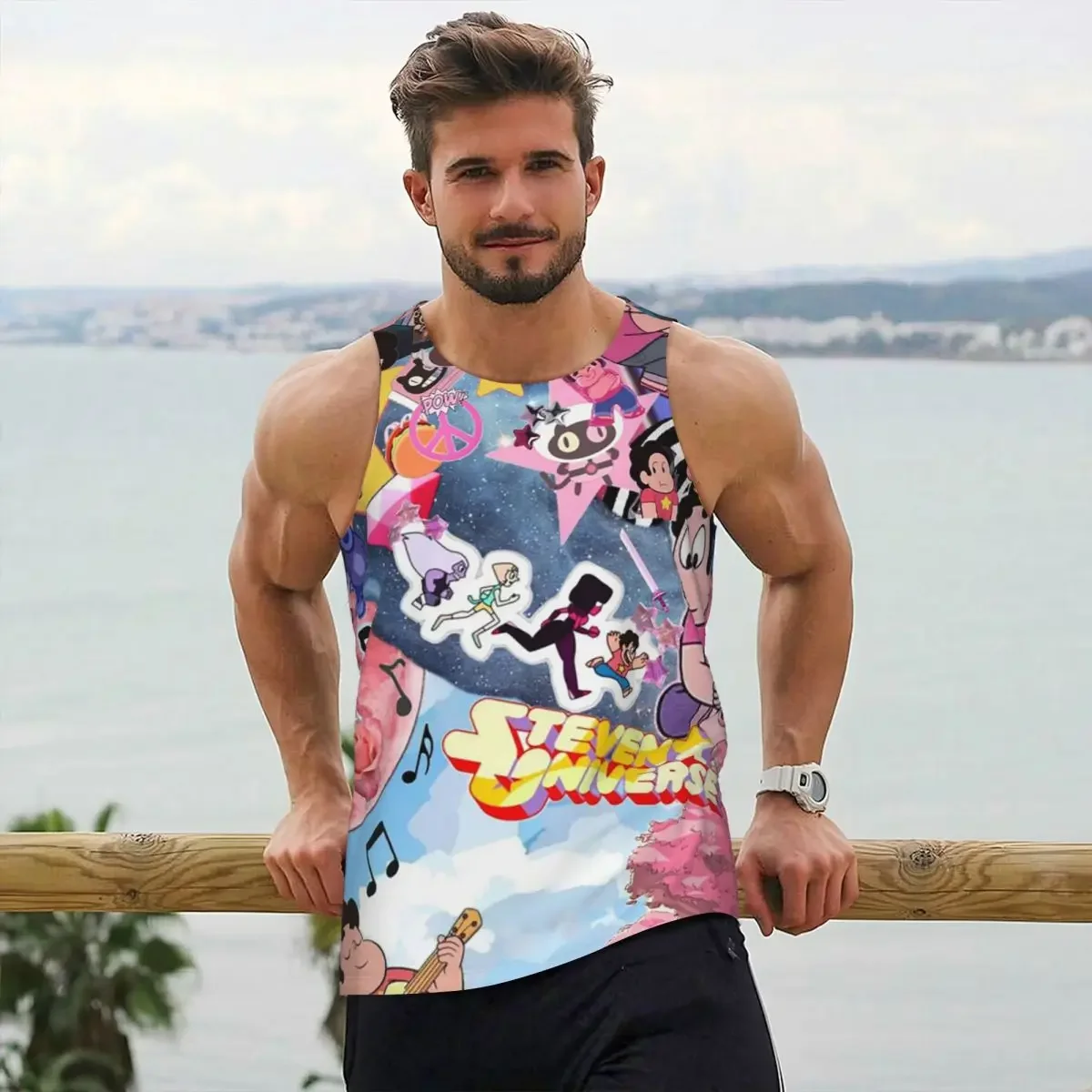 Steven Universe Gym Tank Bodybuilding Vest Fitness Sleeveless Tops Quick Dry Men Workout Sports Clothing