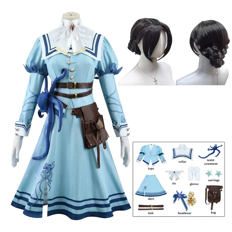 Wig Kostum Cosplay Eternal Flower Doctor Emily Dyer Identity V Gaun Wanita Pakaian Permainan Peran Comic-con Pesta Halloween Ir;l5
