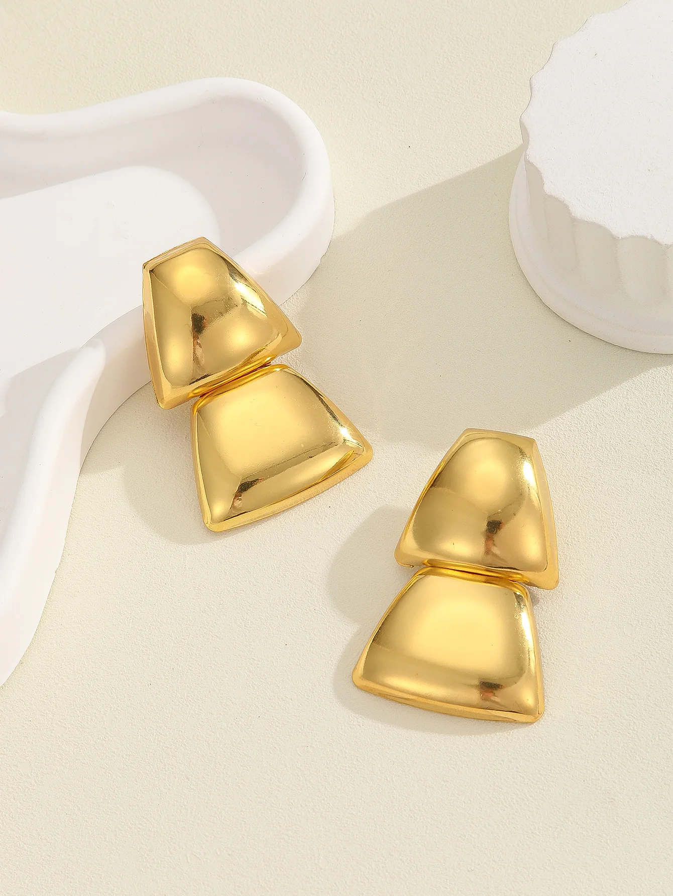

Vintage Big Heavy Metal Exaggerated Smooth geometric Drop Earrings for Women Girls Gold Color Piercing Earrings Grunge Jewelry