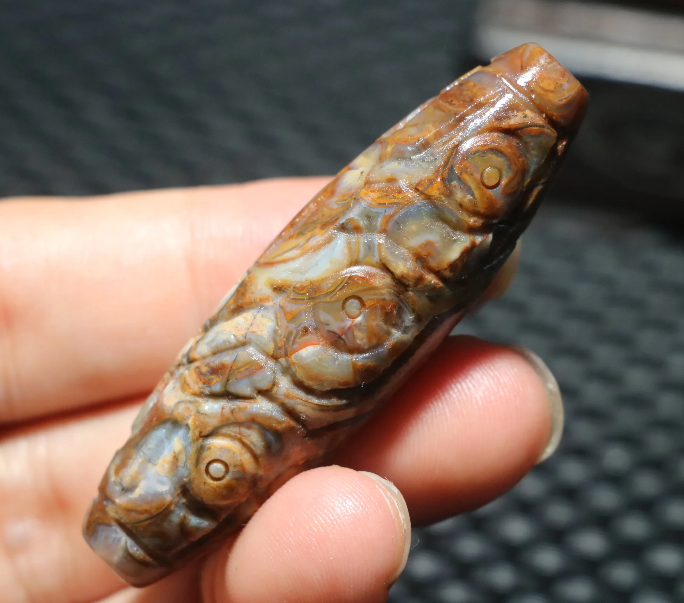 

Ultra Energy Tibetan Old Agate Triton Faluo 9 Eyed Sculptural dZi Bead Pendant Amulet Talisman LKbrother Sauces UPD240712A01