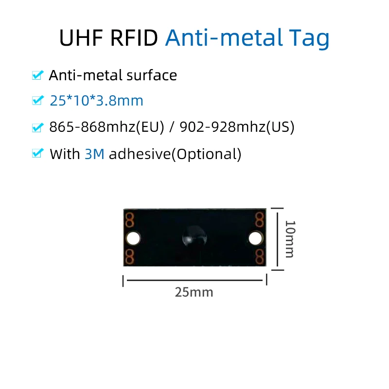 100pcs RFID UHF Tag On Metal 25*10mm Anti Metal Asset Tracking UHF PCB RFID Tag With Adhesive for Asset Management