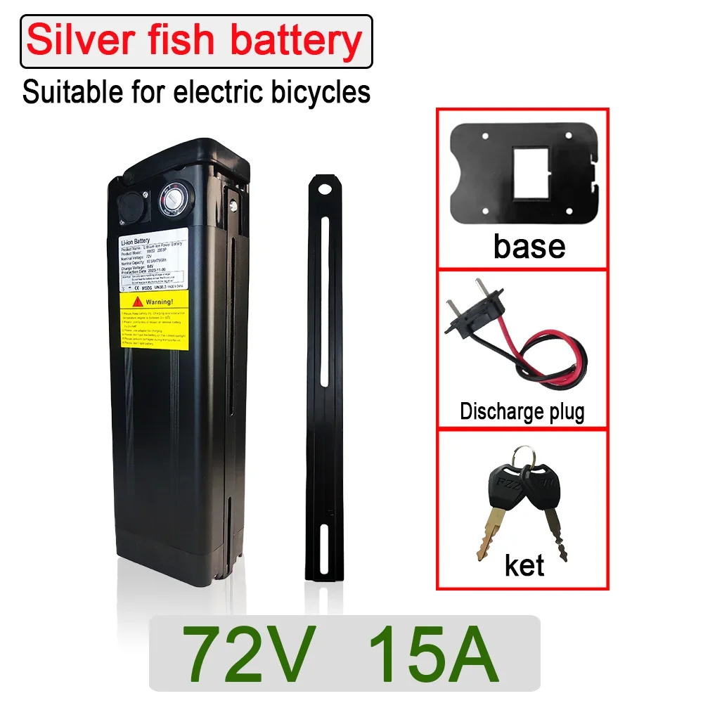 72V 15Ah lithium battery For Silver Fish Style Electric Bike Battery Lithium With Aluminum Case Anti-theft Lock