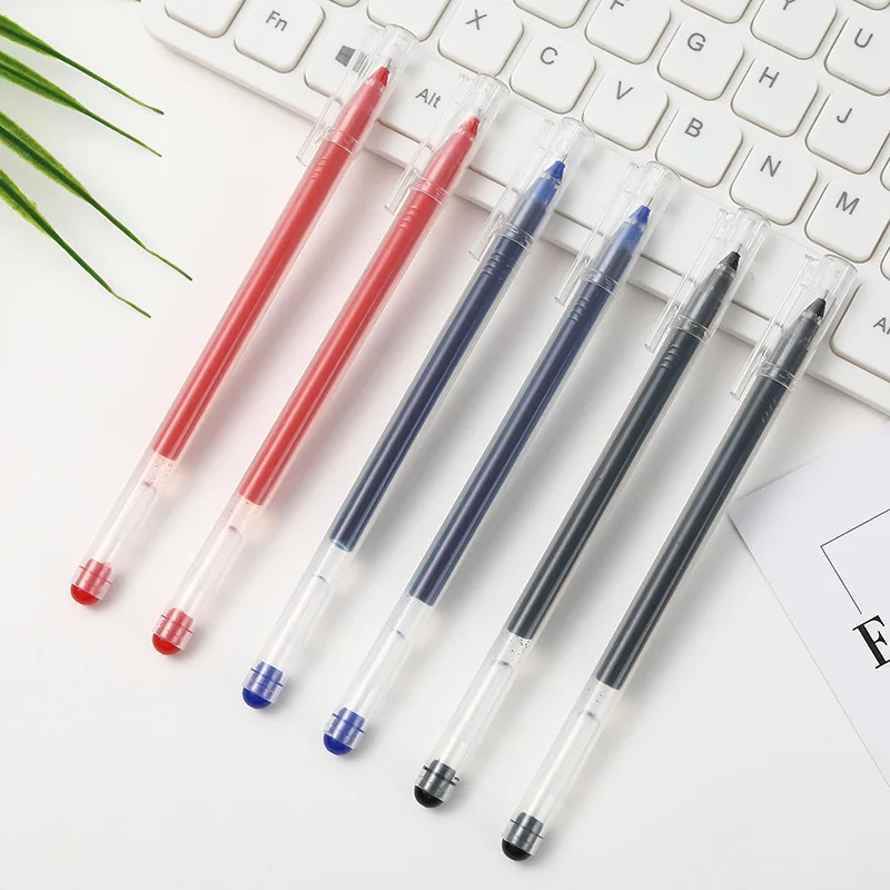 12 Pcs Basic Liner Roller Ball Pen for Writing Signature 0.4mm Ballpoint 3 Color Gel Ink Pens Office Tools School Supplies