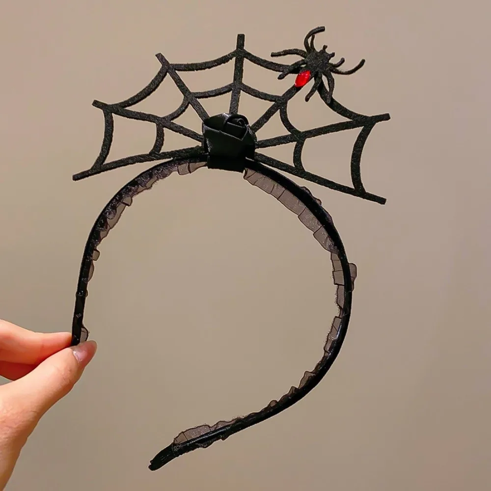 Cute Halloween Spider Web Headband Non-slip Spider Spider Hairband Make Up Face Wash Spider Hair Hoop Halloween Costume Party