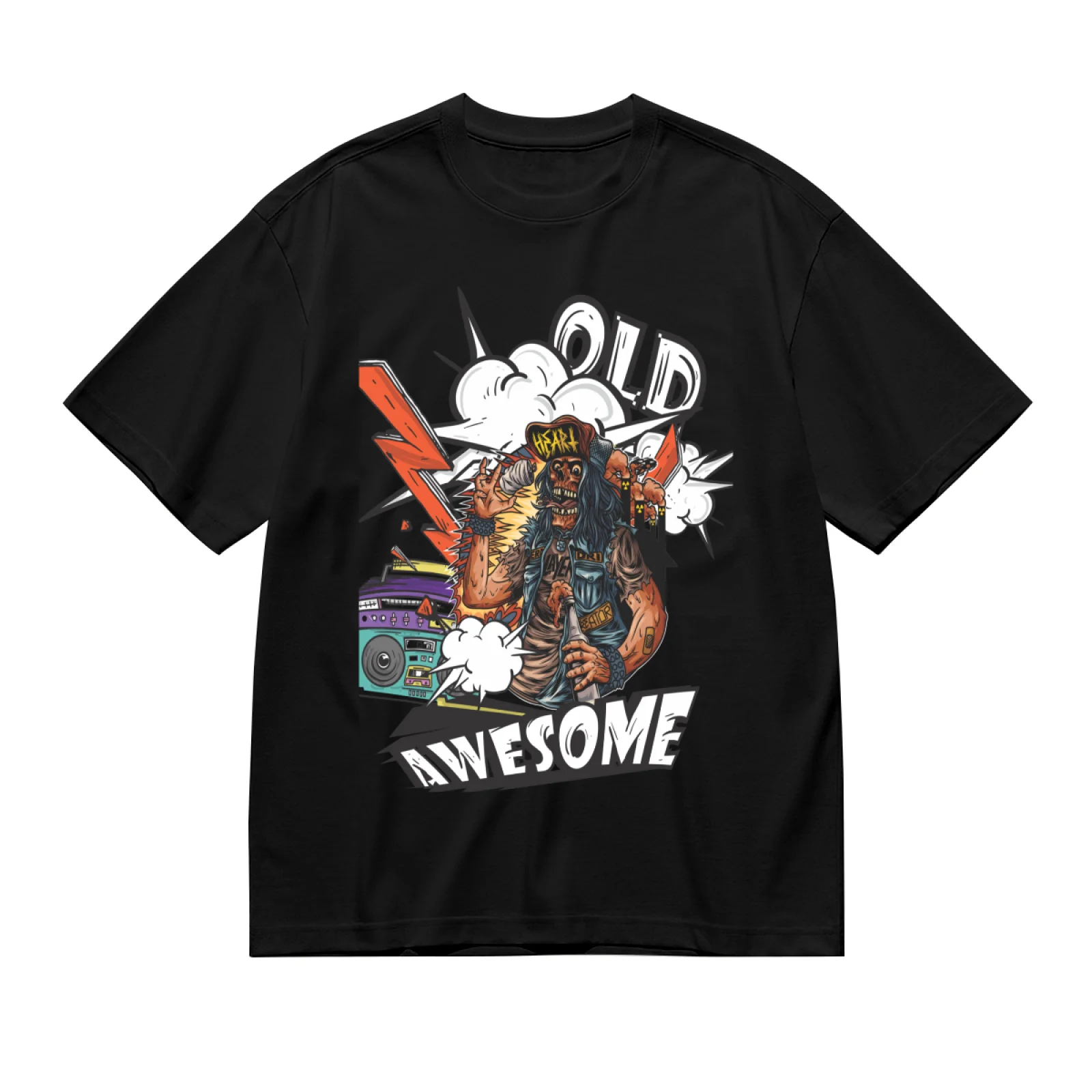 Men's T Shirt Hip Hop Cartoon Monkey Print Casual Short Sleeve Streetwear Summer Vintage Oversized Graphic Tee