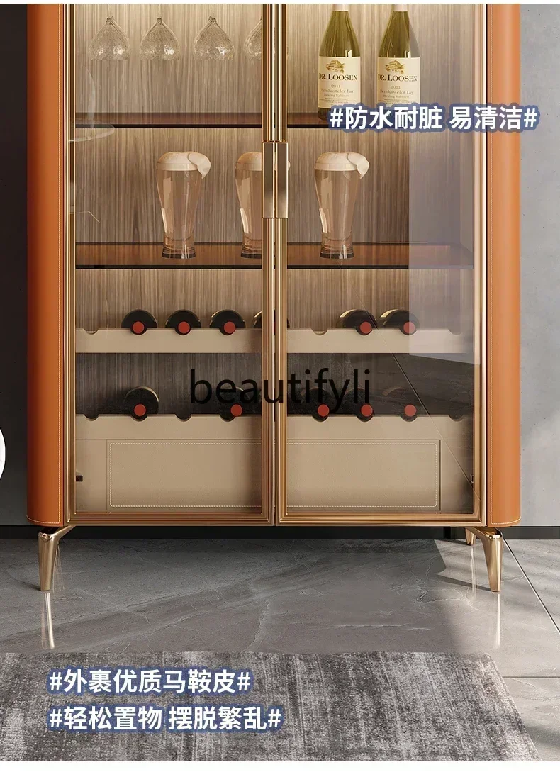 yj32 Wine cabinet Modern small apartment wall display cabinet High-grade glass door storage cupboard Red wine cabinet
